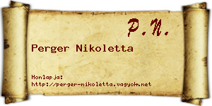 Perger Nikoletta névjegykártya